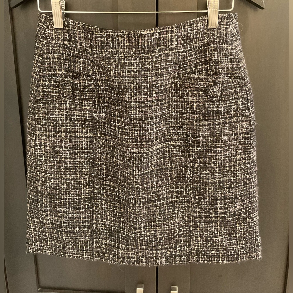 💕⚡️ Banana Republic Plaid Tweed Mini Skirt 2 EUC Minimalist Classic Office Chic